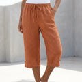 Relaxed-Fit Damen Hose aus Leinen mit Kordelzug und Taschen
