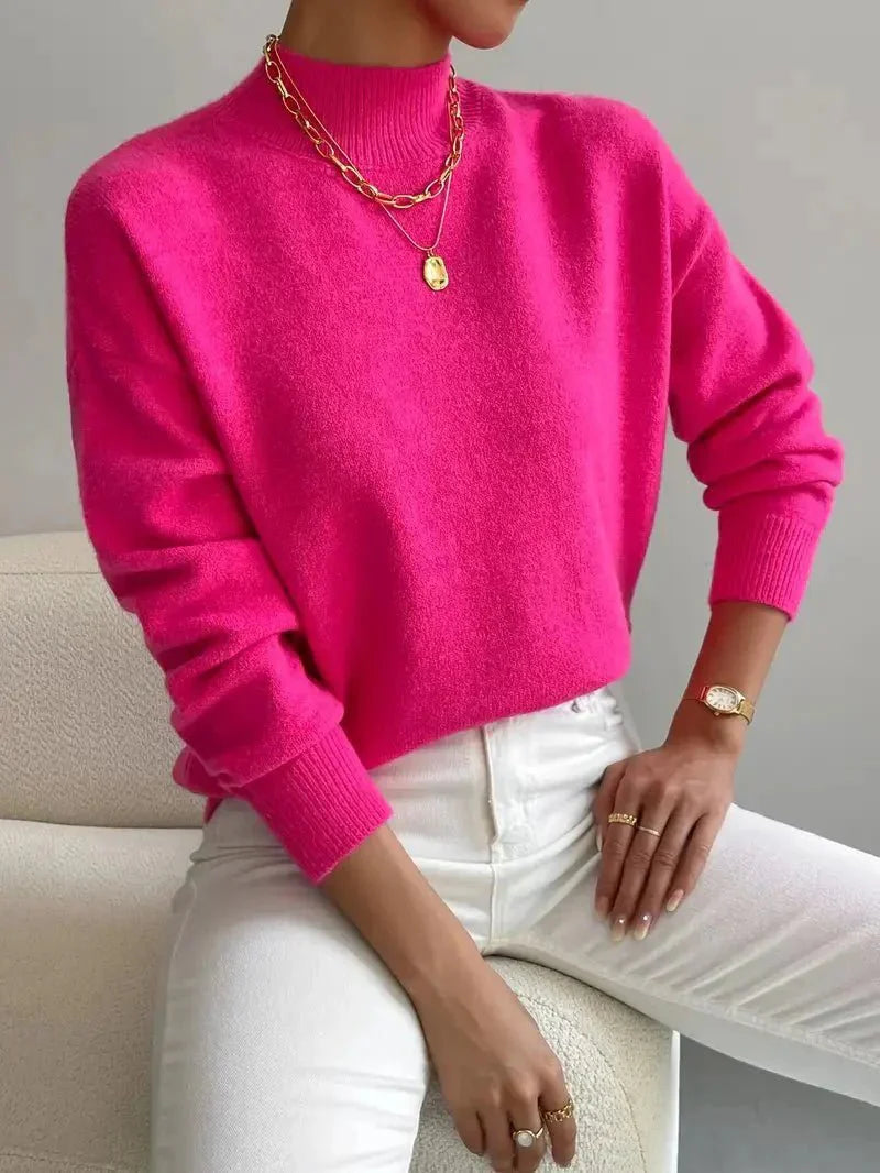 Classic High Neck Sweater – Weicher Strickpullover für mühelose Eleganz